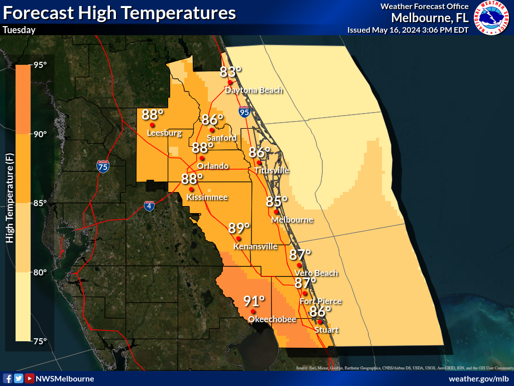 NWS High Temperature Forecast for Day 6