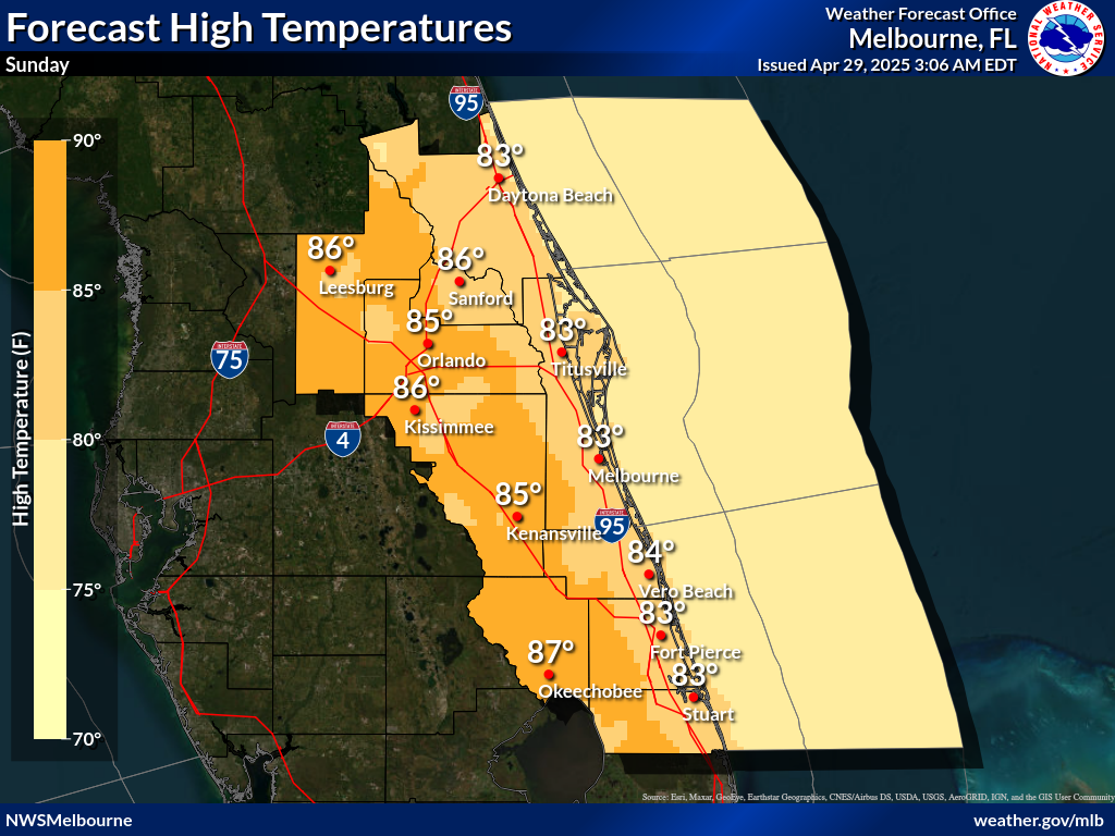 NWS High Temperature Forecast for Day 6