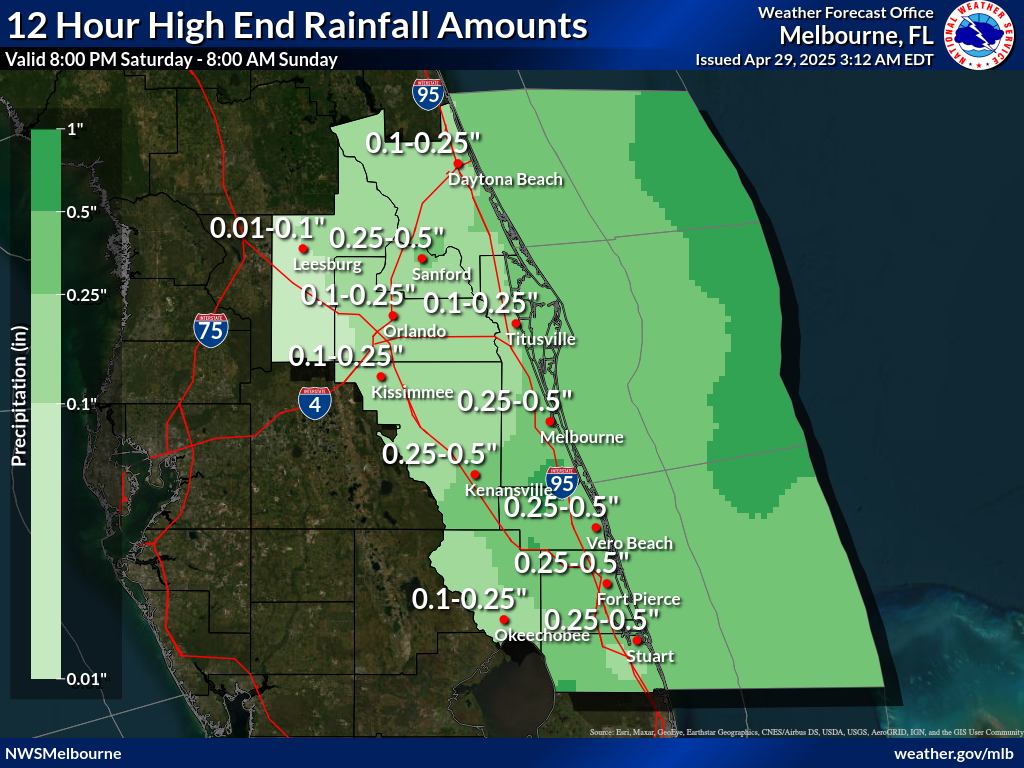 Greatest Possible Rainfall for Night 5