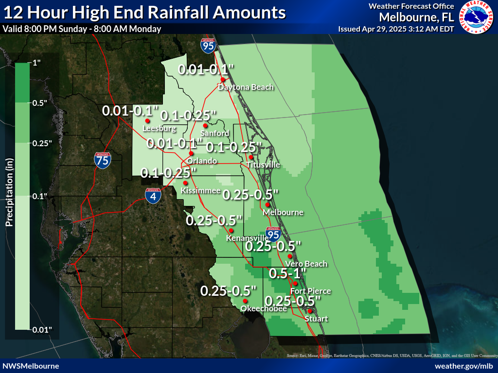 Greatest Possible Rainfall for Night 6