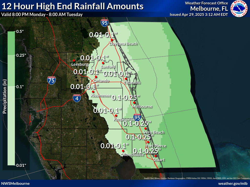 Greatest Possible Rainfall for Night 7