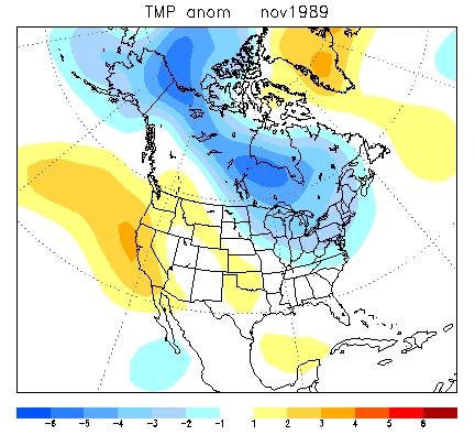 November 89 temperature anomaly