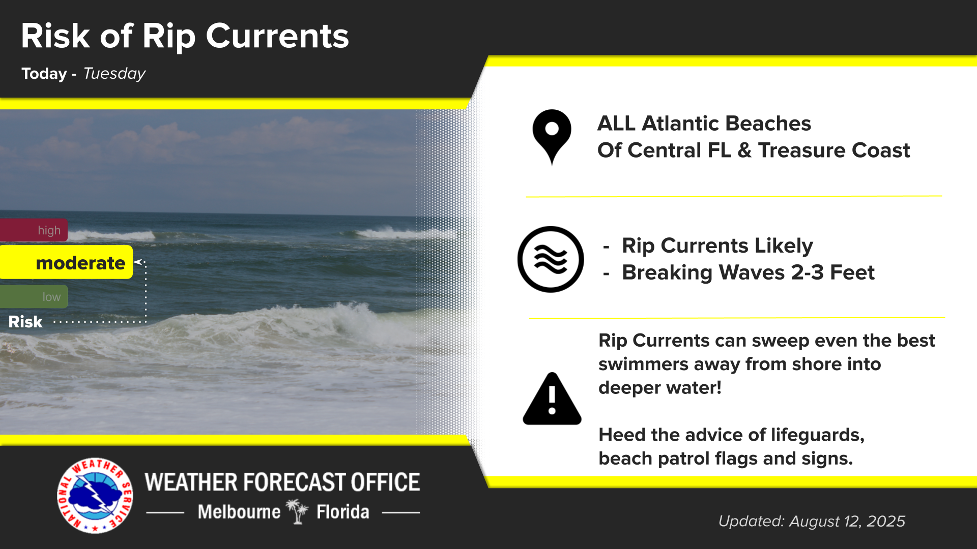 Orlando y otras localidades del centro de Florida se encuentran en 'Red Flag Warning'. Foto: National Weather Service.    