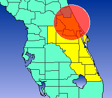 Picture of Daytona Beach weather radio range.