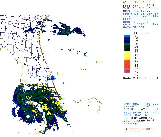 Melbourne radar picture of Andrew off southwest coast