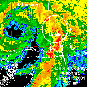 Radar Image of Mobile County on June 11, 2001