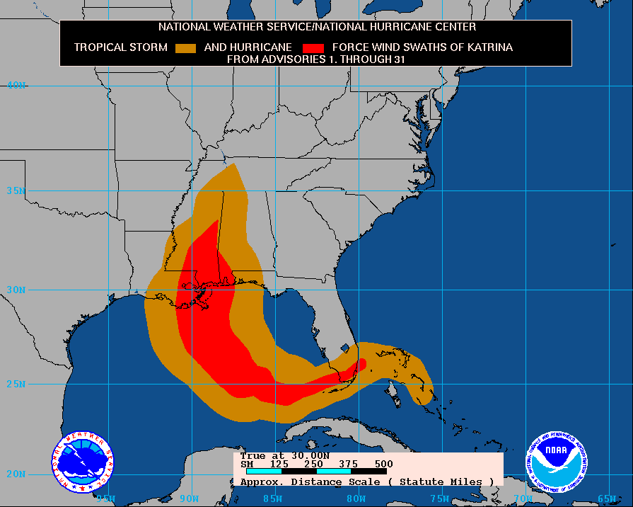 Tracking Hurricane Katrina Chart
