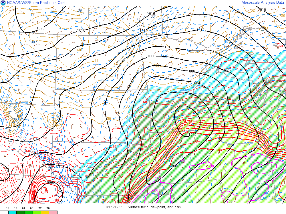 Temperature/Dewpoint/Wind 6 PM