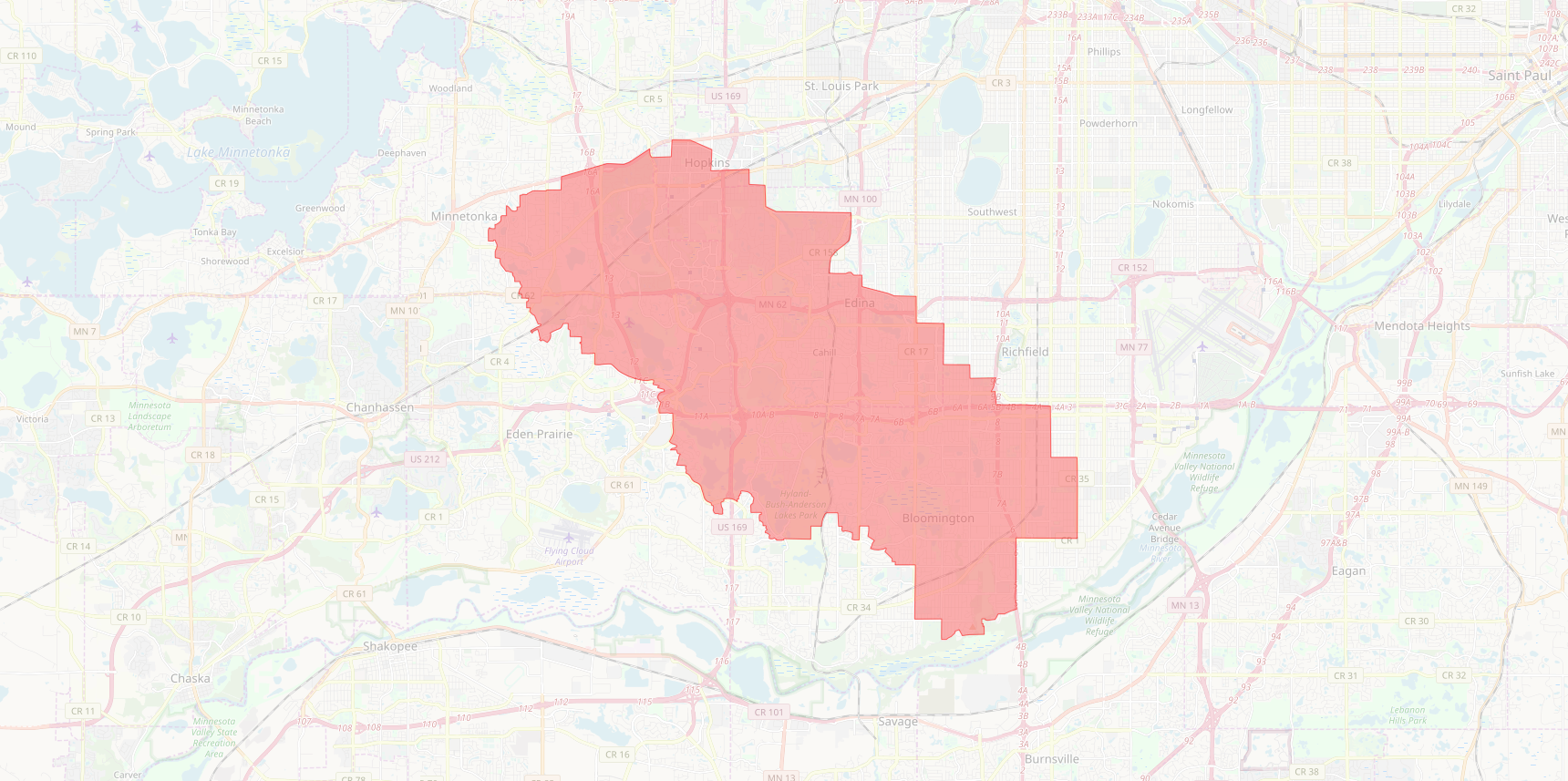 Nine Mile Creek Watershed areal map