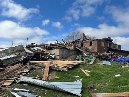 Damaged Barn and debris