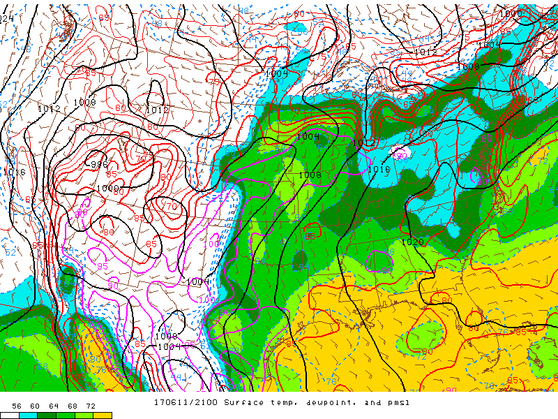 Temp/Dewpoint/SFC-Wind/MSLP 21Z