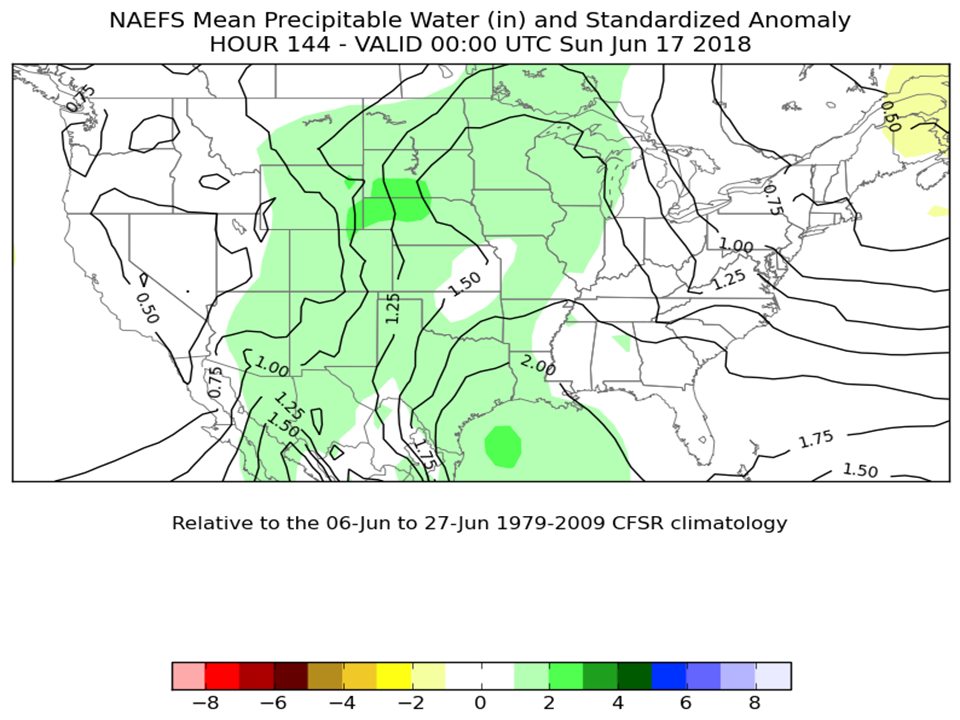 500hPa NAEFS PWAT: 144hr forecast