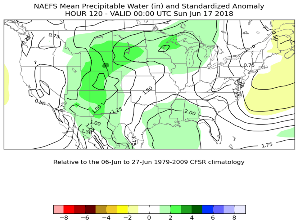 500hPa NAEFS PWAT: 120hr forecast