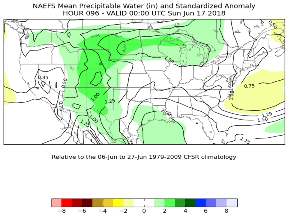 500hPa NAEFS PWAT: 96hr forecast