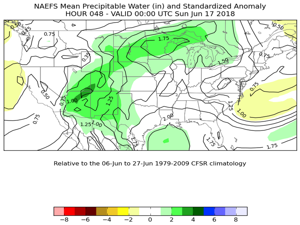 500hPa NAEFS PWAT: 48hr forecast