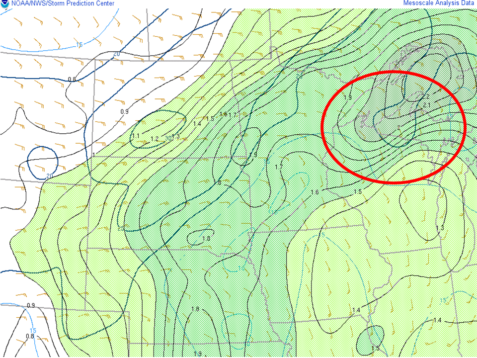 PWAT/0-3KM Storm Relative Winds: 12Z June 16th 2018