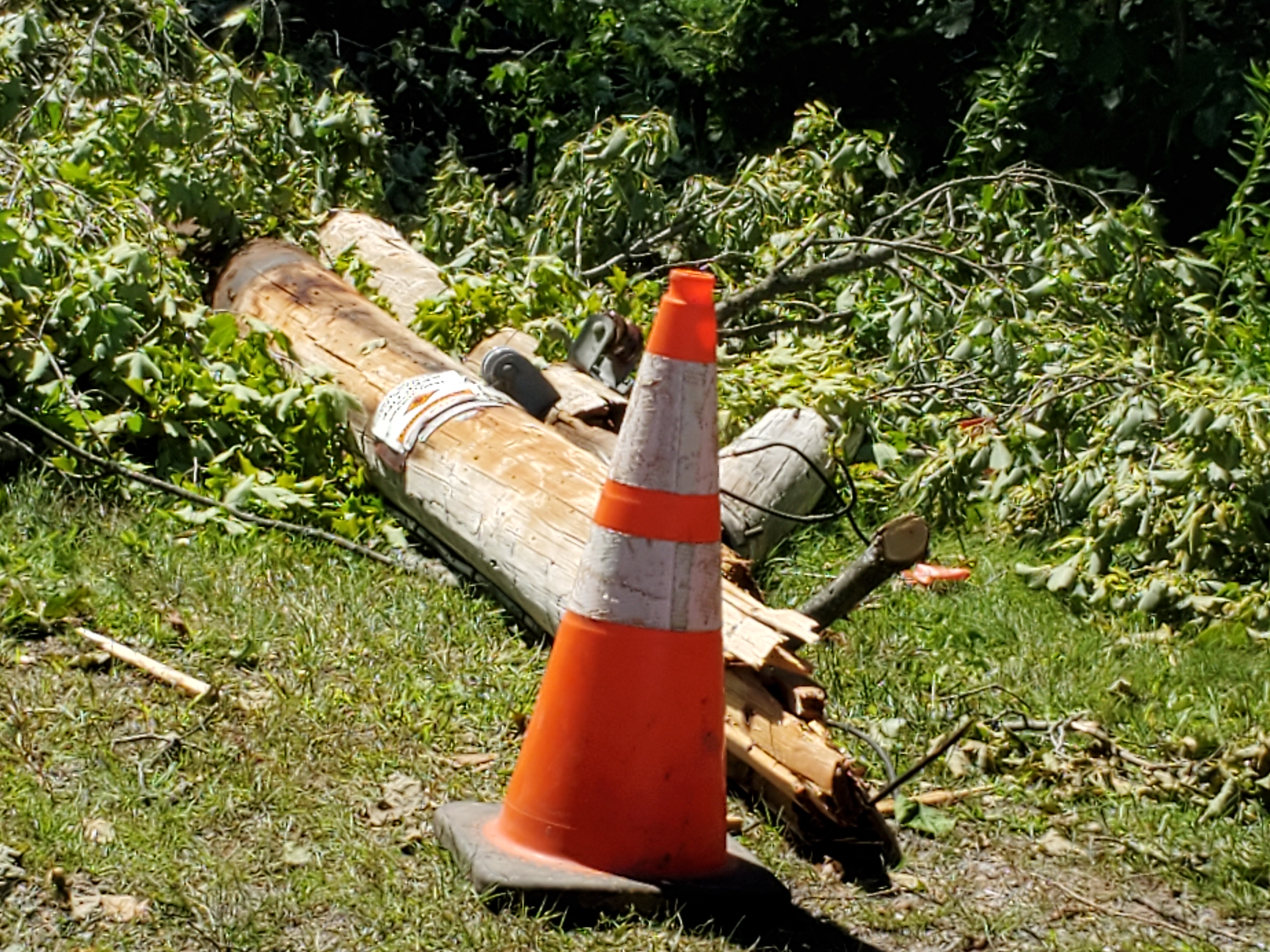 Power Pole Snapped at Golden Lake