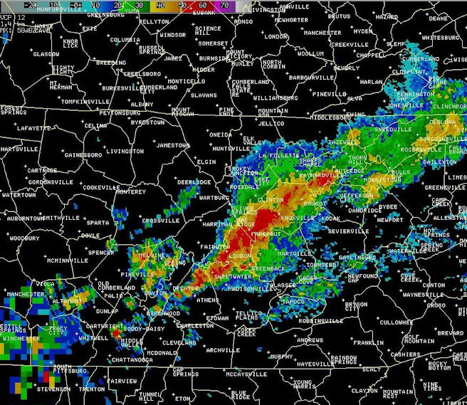 Reflectivity image from Morristown Doppler radar at 1:37 pm EDT