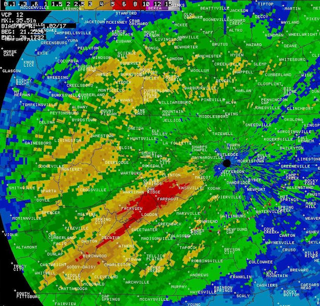 Doppler radar estimated rainfall on 23 September 2006