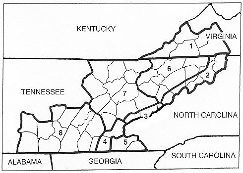 Map of fire weather zones in WFO Morristown's area of responsibility