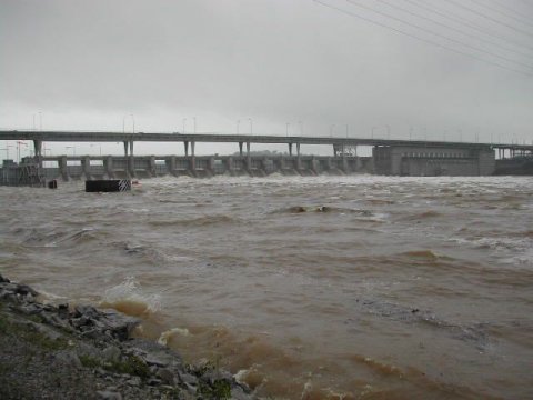 View from the northern shore of Chickamauga Dam in Chattanooga.