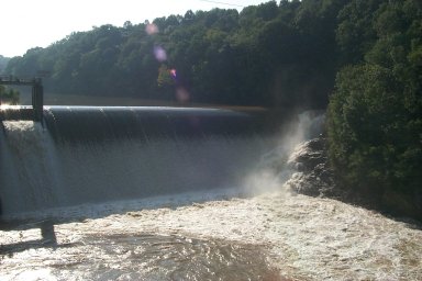 Standing on the Highway 70 bridge over the Nolichucky River at the Nolichucky Dam