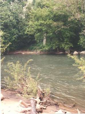 Image of gage house from town side of river