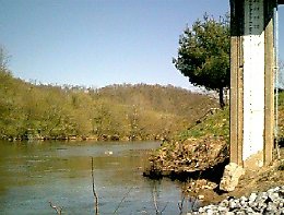 Looking upstream, with the gage in foreground image