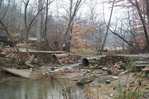 View of a private bridge destroyed by flooding in Marion County.