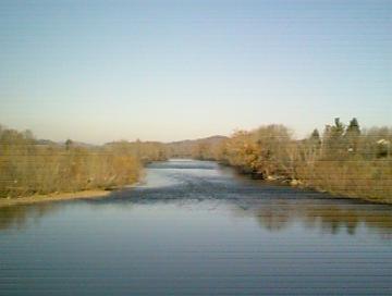 View downstream from highway bridge