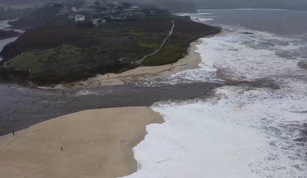 Carmel River flowing into ocean