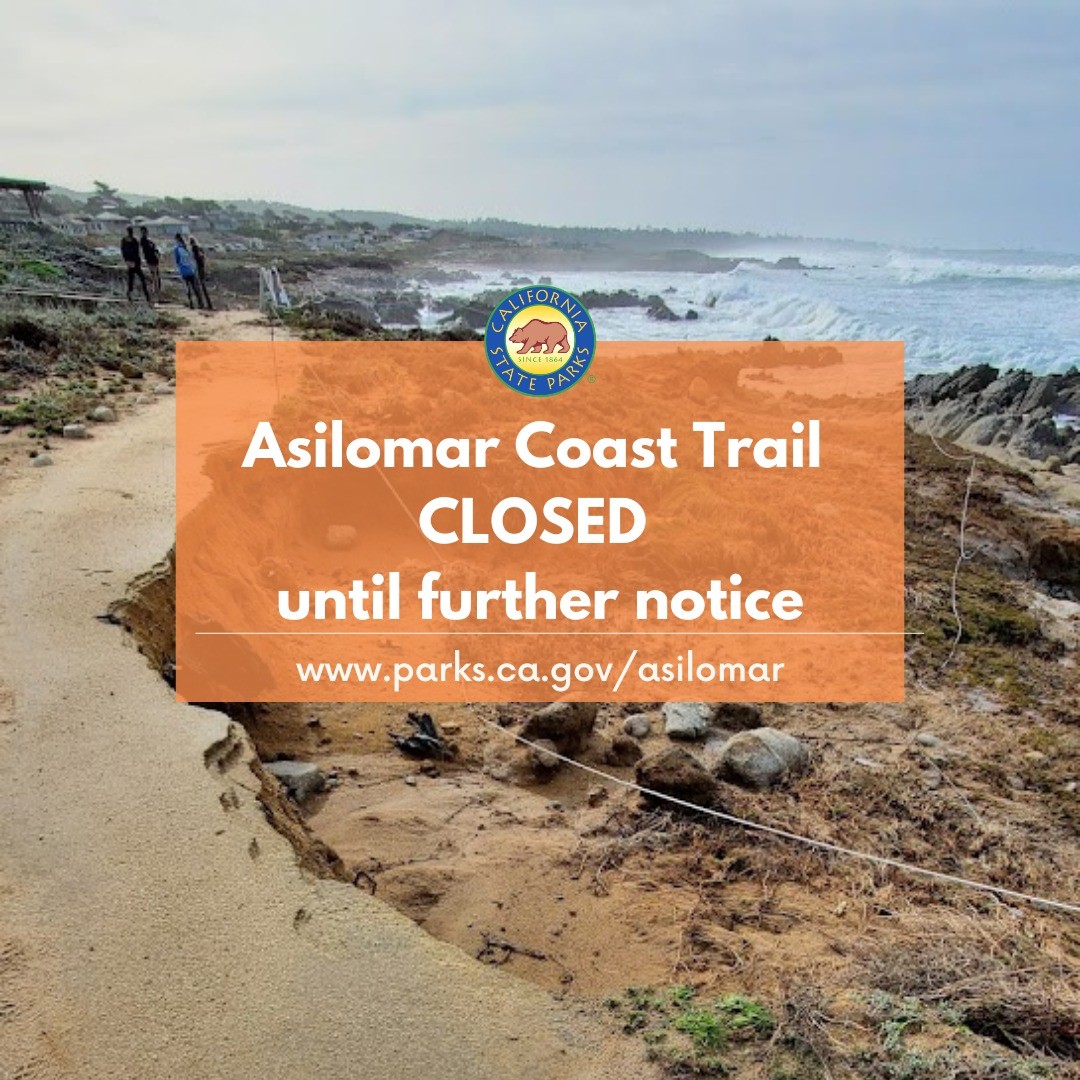 Storm damage at Asilomar Coastal trail.