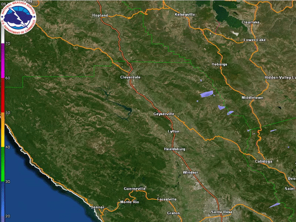 Radar showing smoke plume