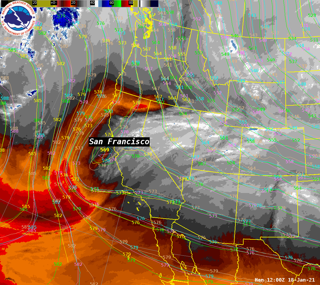 Water vapor imagery showing passing storm system.