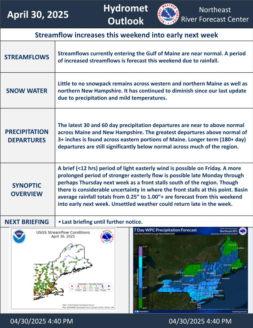 Latest NERFC Harmful Algae Bloom Outlook