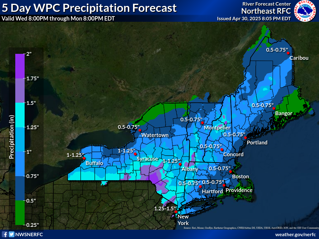 5 Day Precipitation Forecast for New York and New England
