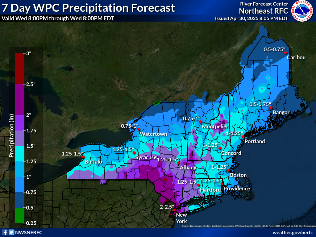 7 Day Precipitation Forecast for New York and New England