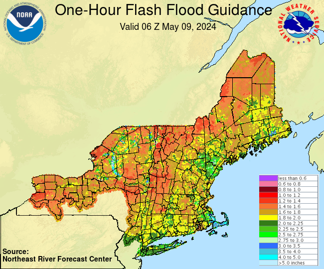 Latest 1-hour Flash Flood Guidance Graphic.