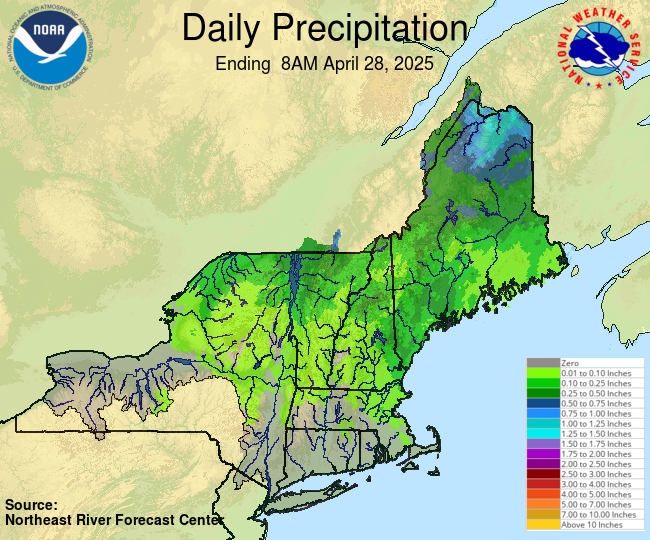 Daily Precipitation Graphic for the most recently past Monday