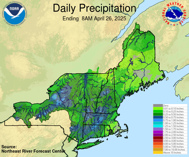 Daily Precipitation Graphic for the most recently past Saturday