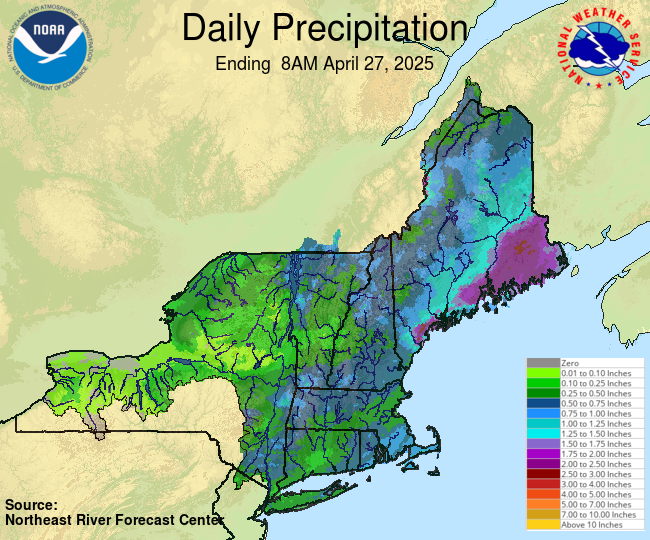 Daily Precipitation Graphic for the most recently past Sunday