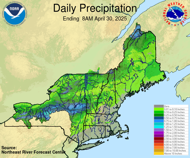 Daily Precipitation Graphic for the most recently past Wednesday