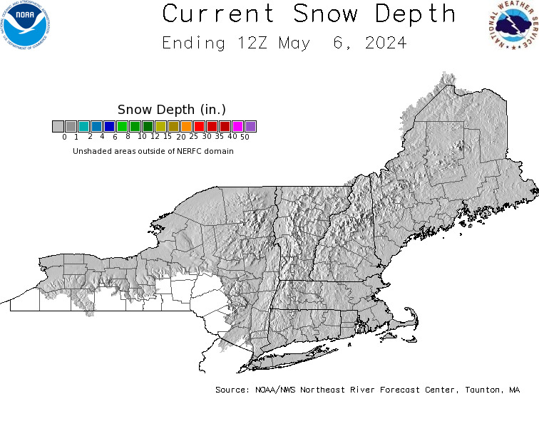 Daily Snowfall Graphic for the most recently past Monday
