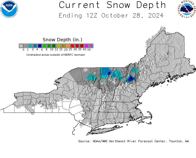 Daily Snowfall Graphic for the most recently past Monday