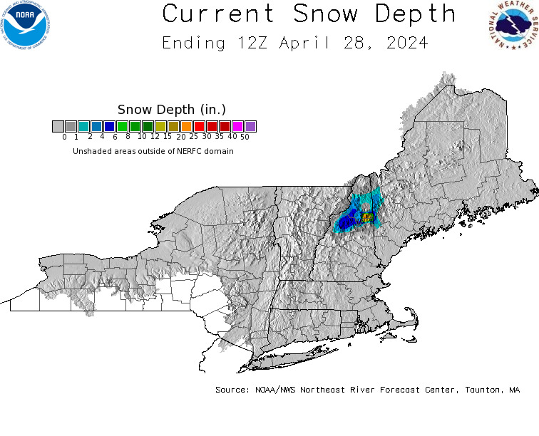 Daily Snowfall Graphic for the most recently past Sunday
