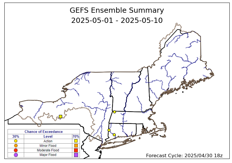 Latest GEFS Ensemble Summary across much of New York and New England