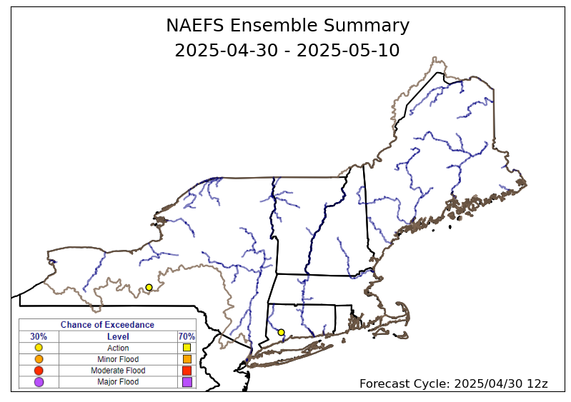 Latest NAEFS Ensemble Summary across much of New York and New England