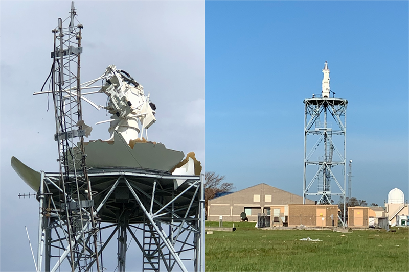 Hurricane Laura, the most powerful hurricane to strike the U.S. in 2020, significantly damaged the weather radar in Lake Charles on August 27, 2020. Credit: NOAA