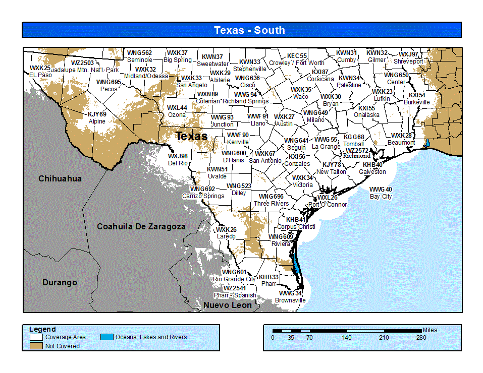 Texas propagation map South