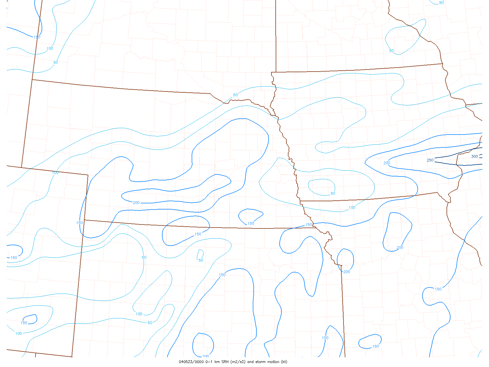 00z 0-1 km Storm-Relative Helicity